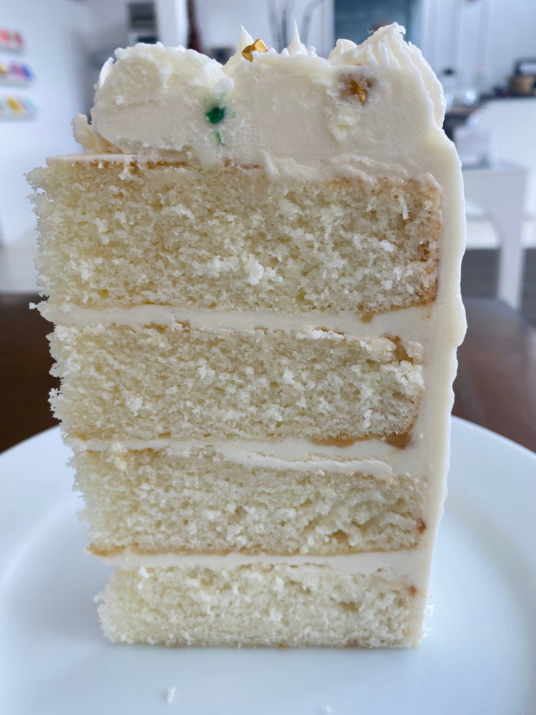 GLUTEN FREE Almond vanilla wedding cake with vanilla buttercream.